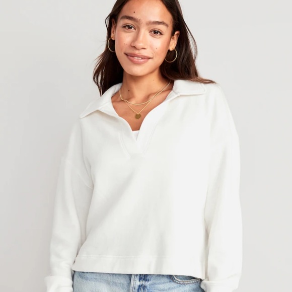 NWT OLD NAVY Collared Fleece Pullover Color: Sea Salt SIZE X-LARGE - Picture 1 of 4